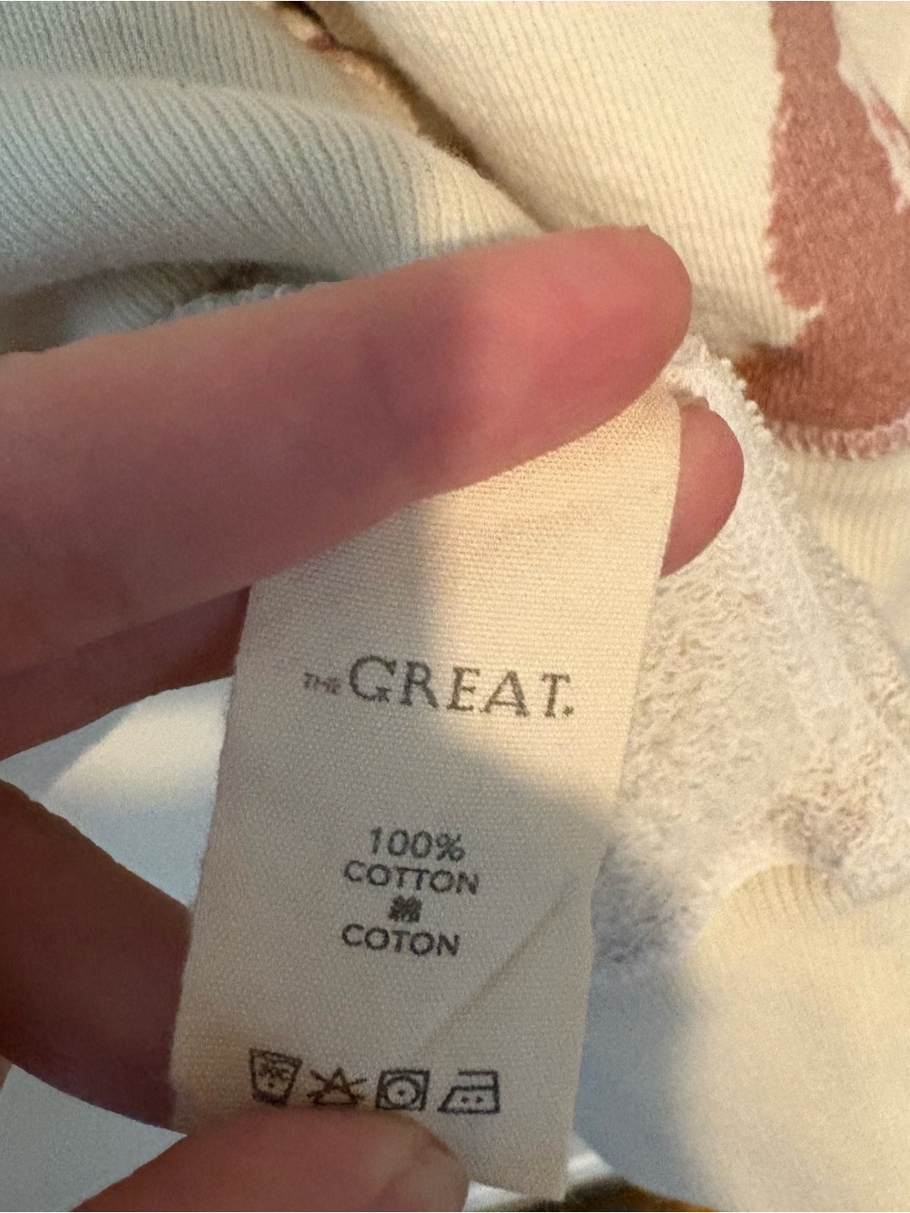 THE GREAT. Cream Western Print Sweatshirt in Brown & Tan - Picture 7 of 8